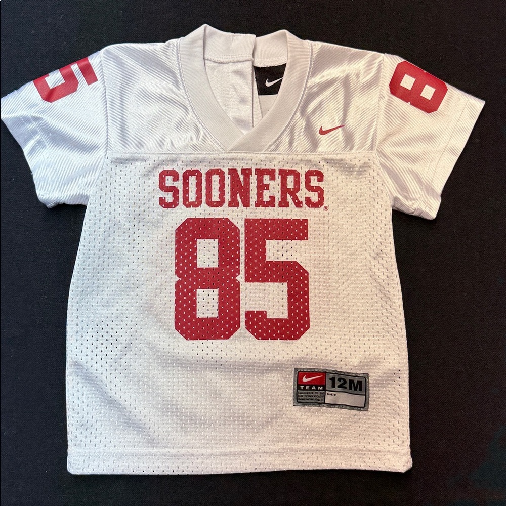 Nike White and Red Sooners Baby Jersey